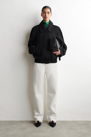 COS Women's Rounded Cotton Blouson Jacket in Black