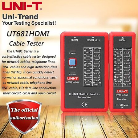 Uni-t Ut681hdmi Kabeltestare Hdmi / Mini-hdmi Högupplöst Datakabeltestare Manuell / Automatisk Avstängning