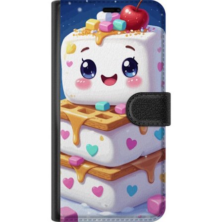 Motorola Moto G05 Lommeboketui Søt marshmallowfigur med hjerter, vafler, sirup og fargerike biter skaper et lekent dessertmotiv i en glad og livlig t