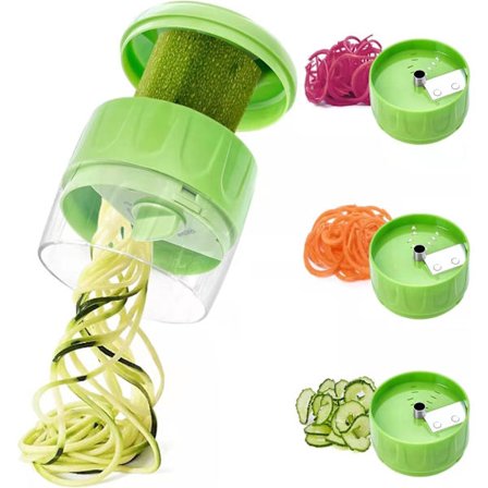 Grøntsagsspiralizer 3 i 1 Håndholdt Grøntsagsskærer Zucchini Spaghetti Maker, Spiralizer til Grøntsagsnudler Justerbar Spiral Skærer