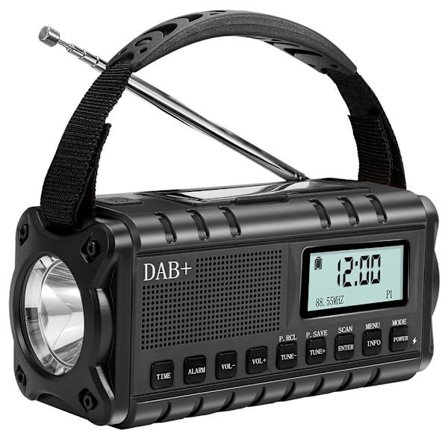 SiGN Emergency Radio DAB+/FM with Hand Crank/Battery/Solar Cells/USB Power – Black
