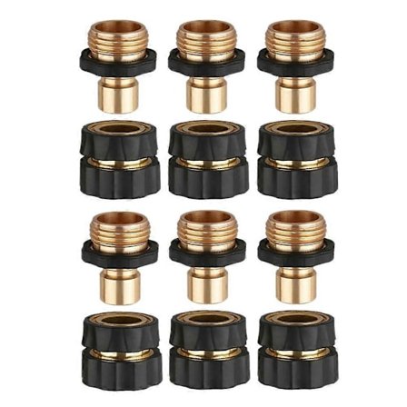 6-delars set trädgårdsslang snabbkoppling, 3/4 tums hane och hona trädgårdsslang koppling snabbkoppling