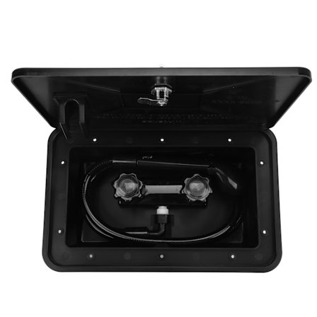 Svart ABS Utomhusduschlåda Kit med 2 Nycklar Husvagnstillbehör för Husbil Husvagn