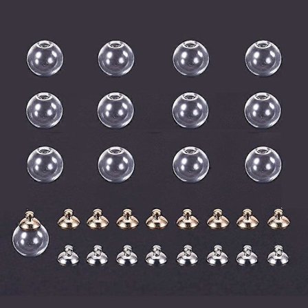 1 æske Håndlavede Mundblæste Glas Globe Kugle Flasker Runde til Glas Hætteglas Vedhæng Fremstilling Klar 16mm Hul: 3.5mm 30stk 8mm 30stk Plastik 