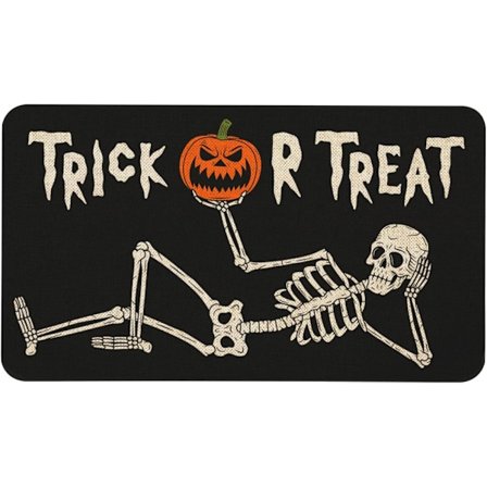 Halloween Dørmåtte Kranie (50*80cm) Trick or Treat Dørmåtte Skridsikker Halloween Dekor Gummi Velkomstmåtter