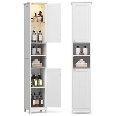 Kapea kylpyhuonekaappi 170x30x30 cm – ovivalo ja hyllyt