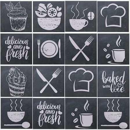 24x PVC Fliseklistremerker Selvklebende Oljetett Vanntett for Kjøkken Bad Nye Veggklistremerker Hjemmeinnredning 15 x 15 cm