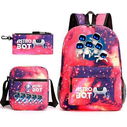 3 stk Astro Bot Ungdom Skolesekk Romrobot Ryggsekk
