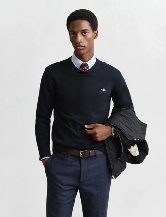 GANT Classic Cotton C-Neck - Navy - S