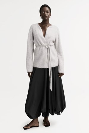 Soft Goat - Brushed Cardigan - Women cashmere sweater - L - Light Grey