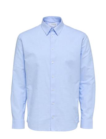 Slhregnew-Linen Shirt Ls Classic Skjorte Uformell Blå Selected Homme*Betinget Tilbud