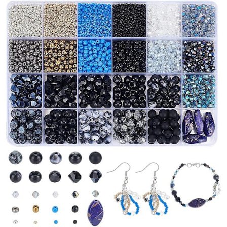 5980 stk. 24 Stiler Glassperler Sett Frøperler Akrylperler Runde Kuleperler Bicone Glassperler Transparente Perler Opaque Perler Irregulære Perler Små