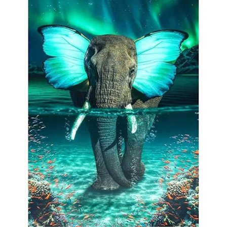 5D DIY Elefant Diamantmålning, DIY Aurora Broderi Diamant