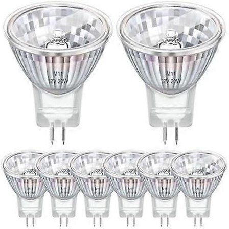 Pakke med 8 MR11 GU4 Halogenpærer 12V 20W, 35mm*35mm, Dæmpbar Halogen Spotlight Varm Hvid 2800K, Halogen Reflektorlampe til Skab