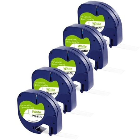 Rubans Blanc - Phonillico - Yhteensopiva Dymo LetraTag - 12mm - 4m - 5 kpl