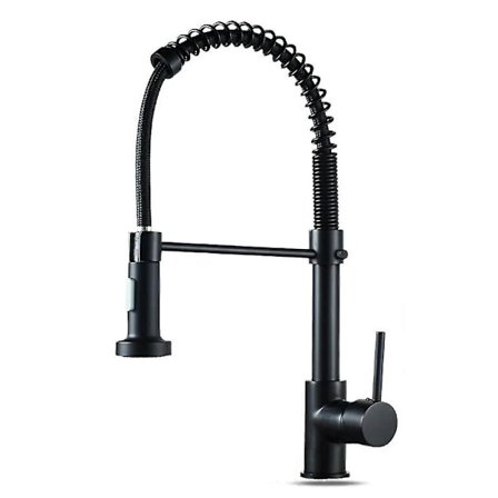 Utvidbar 360° roterbar kjøkkenkran i rustfritt stål, svart