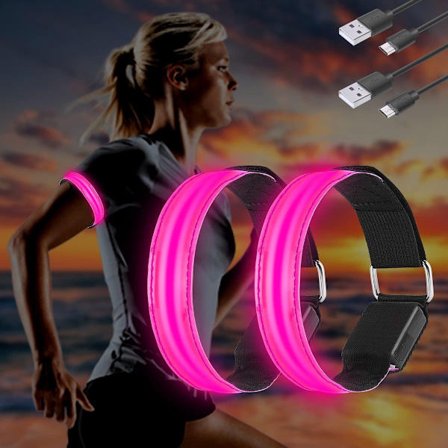 LED Armbånd USB Genopladeligt - 2-pak Refleksbånd - Til Løb, Jogging og Sport - Til Voksne og Børn