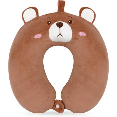 Rejsepude til børn, Bjørn, Nakkepude, Tegneserie U-form, Memoryskum, Støtte til bil, tog, kontor, hjem, fly [HK]