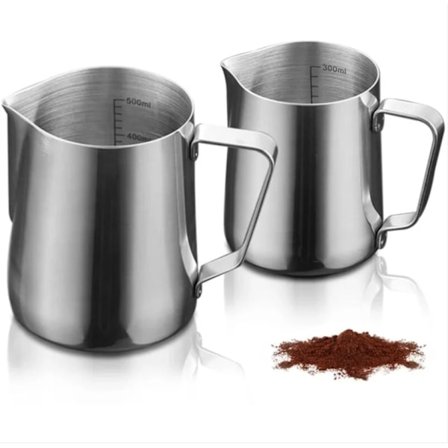 Ruostumattomasta teräksestä valmistettu maitoastia, 2 kpl vapaakätisesti ruostumattomasta teräksestä valmistettu maitoastia Kahvi Inox 350ml 600ml 