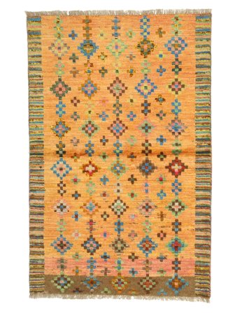 Hand Knotted Berber Colourful Rug 94X144 Orange/Brown