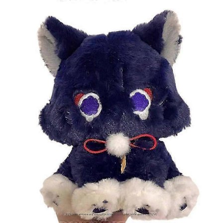 25 cm Spil Genshin Sort Kat Fluffy Impact Wanderer Kæledyrs Plysbamser Scaramouche Kat Cosplay Dukke Blød Fyldt Pude Gave Til Børn[D]