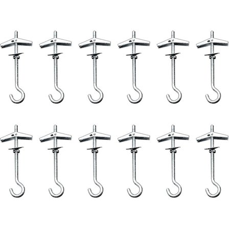Metall tunge takkroker Takvegg fjær vippe krokbolter henger for å henge planter vindspill, lamper (12 stk, sølv)