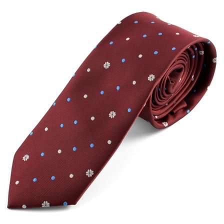 Bordeaux Dotted Tie for Men - Skinny ties