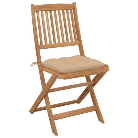 Vidaxl Hopfällbara Trädgårdsstolar Med Dynor 2 St Massivt Akacia Beige