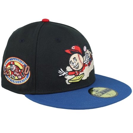 New Era - MLB Svart fitted Keps - Cincinnati Reds Squad Up 59FIFTY 25th And 10th Mascot Black/Blue Fitted @ Hatstore