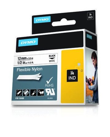 DYMO RHINOPRO 1/2IN WHT FLEX NYLON TAPE