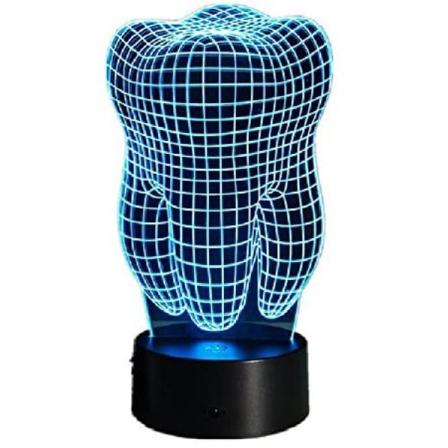 Hammasmuotoinen 3D-illuusio LED-pöytälamppu Yövalo Uutuusmuotoilu Värikäs Pöytäkosketuslamppu Lahja hammaslääkärille