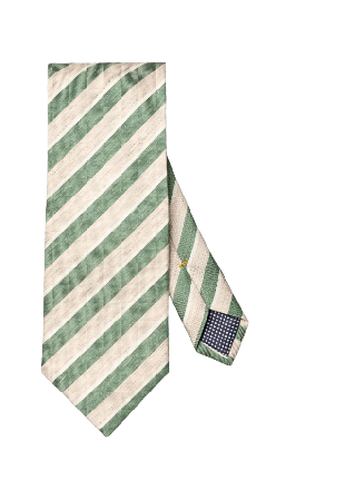 Eton Randig Vävd Slips I Linne Och Silke Kostymtillbehör Herr Grön 80