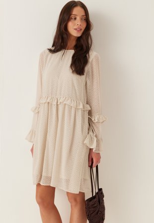 Pieces - Pcbabette Ls Dress - Silver Lining