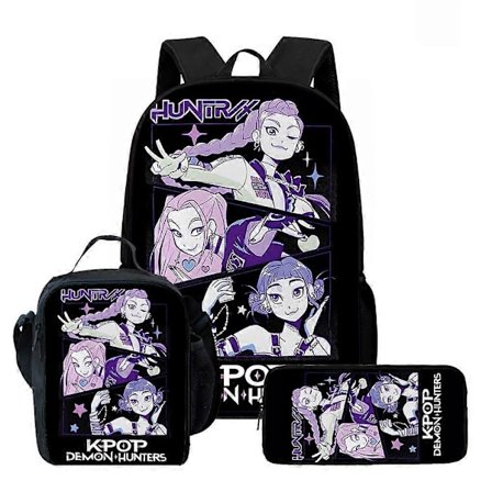 Kpop Demon Hunters Ryggsekk Huntrix K-pop Demon Hunters Skolesekk Mochila Penalhus Sett