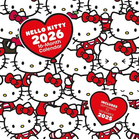 Hello Kitty 2026 Fyrkantig Kalender 30cm x 30cm Röd/Vit