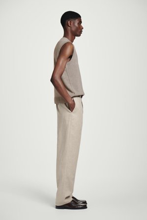 COS Men's Relaxed Linen Tapered Trousers in Beige