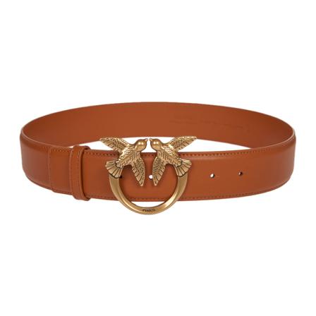Pinko Love Birds Leather Riem , Bruin , Dames , Maat: S Riemen