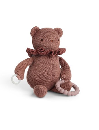 SMALLSTUFF Little Activity Bear For Dummy And Teether Dark rose, Børn & Forældre, Legetøj, Bideringe