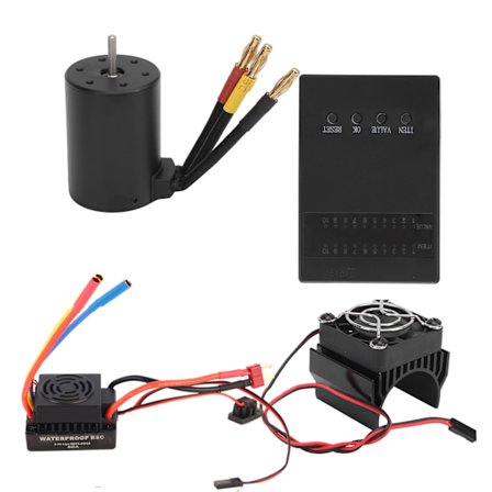 3650 3600KV børsteløs motor 60A ESC programmeringskort køleplade kombosæt til 1/8 1/10 RC bil