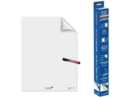 LEGAMASTER Magic-Chart elektrostatiskt skrivfilm, 600 x 800 mm, inkluderar 25 ark och 1 Edding 330 permanent märkpenna - Lyreco - Kontorsmöbler och 