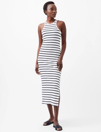 French Connection Tommy Rib Stripe Racer Bk Dres - White - XL