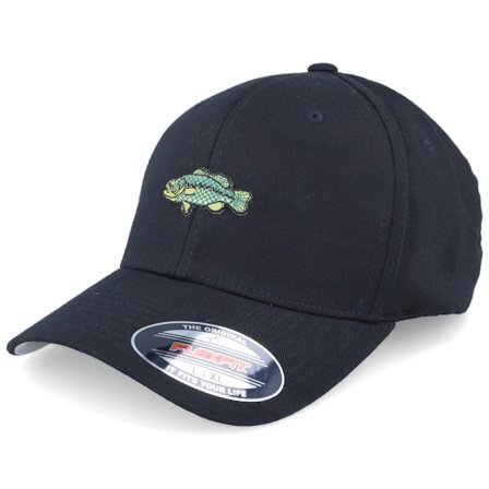 Skillfish - Zwart flexfit Cap - Tiny Black Bass Wooly Combed Black Flexfit @ Hatstore