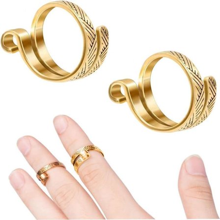 2-pak strikkekroge slyngning til fingre, metal åben garnguide fingerholder, strikkefingerbøl til hækling guld
