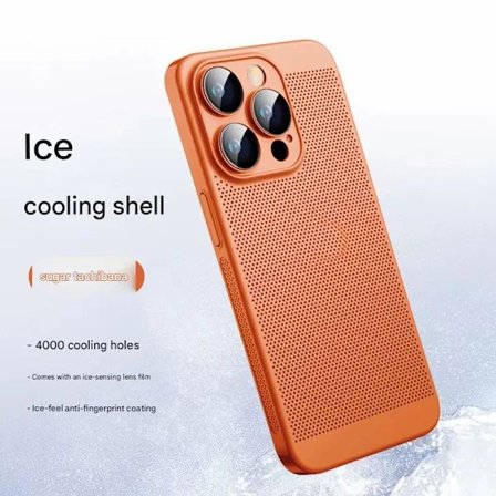 Lämplig för Apple 14 mobiltelefonfodral värmeavledning nytt ultratunt ventilerande inbyggt linsskydd frostat Coral Orange iPhone 16 Pro Max[CO]