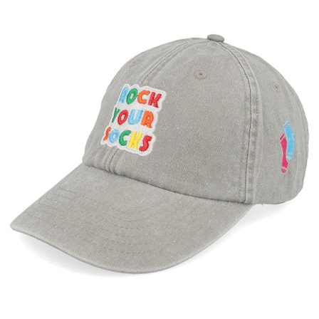 Iconic - Šedá unconstructed Kšiltovka - Rock Your Socks Vintage Washed Grey Dad Cap @ Hatstore