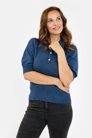 JENSEN - Kortærmet Strik - Navy