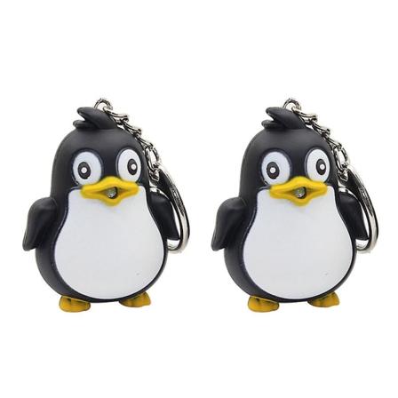2st Svart Penguin Nyckelringar Led Lysande Nyckelhållare Ljud Nyckelring Glödande Nyckel Dekoration Hantverk Ornament Present