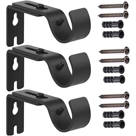 3 stk. gardinbeslag, gardinholder i metal, justerbar