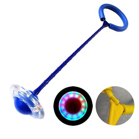 Myk, komfortabel og tykk ankelhoppball for barn med fargerikt blinkende hjul, blå, for gutter og jenter