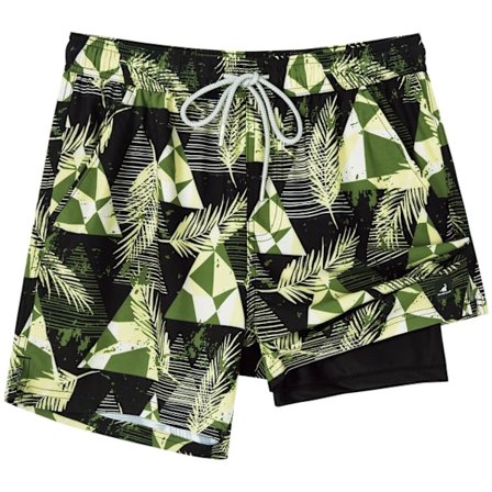 SURFCUZ badbyxor med kompressionsfodrade stretchbadshorts Avokadogrön-Po-